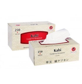 Салфетки бумажные Kabi 2 слоя Maneki 250 шт