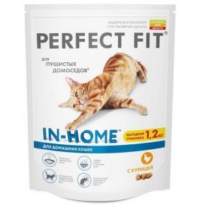 Корм сухой Perfect Fit для домашних кошек, с курицей 1,2 кг