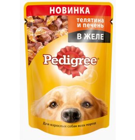 Паучи для собак телятина и печень в желе Pedigree 100 гр