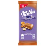 Шоколад молочный с арахисом, кусочками хрустящей карамели, рисовыми шариками и кукурузными хлопьями Milka 90 гр