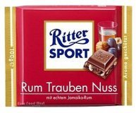 Шоколад молочный Ritter Sport с ям.ромом-изюм-орех 100г
