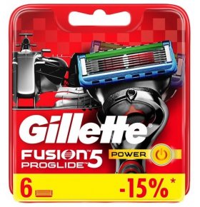Сменные кассеты для бритья ProGlide Power Gilletee Fusion 6 шт