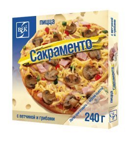 Пицца Сакраменто с ветчиной и грибами, 240 гр