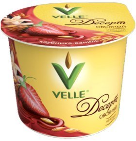 Продукт овсяный ферментированный овсяный десерт клубника ваниль Velle 125 гр