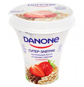 Йогурт питьевой Клубника злаки семена льна и подсолнечника 2,6% Danone 235 гр