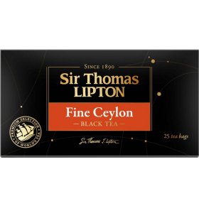 Чай черный листовой Sir Thomas Lipton Fine Ceylon 25 шт х 2 гр