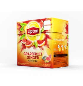 Чай чёрный Grapefruit ginger с ароматом грейпфрута и имбирем Lipton 20 шт х 1,8 гр