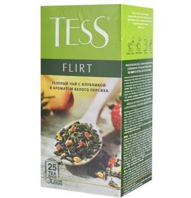 Чай зеленый Tess Flirt с клубникой и ароматом персика 25х1,5г