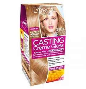 Стойкая краска-уход для волос Casting Creme Gloss без аммиака, оттенок 8304, Карамельный капучино L'Oreal Paris