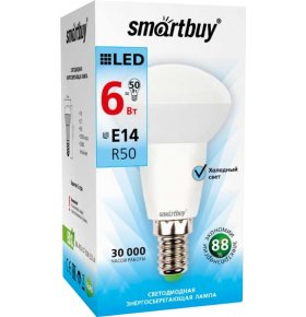 Лампочка светодиодная холодный свет 6 Вт E14 SmartBuy 1 шт