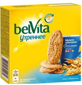 Печенье витаминизированное со злаковыми хлопьями Утреннее BelVita 90 гр