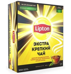Чай Lipton черный экстра крепкий 100 пак х 2,2 гр
