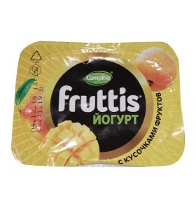 Йогурт с абрикосом и манго с персиком и маракуйей 3% Fruttis 110 гр