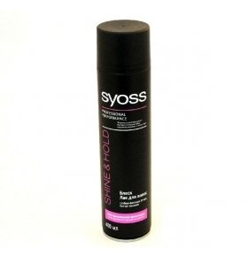 Лак для волос экстрасильная фиксация"SYOSS/Сиос" "Shine & hold" Ослепительный блеск 400 мл.