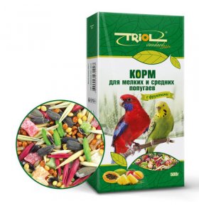 Корм для попугаев С фруктами для мелких и средних Triol 500 гр