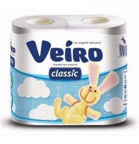 Туалетная бумага Классик белая 2-слойная Veiro 4 шт