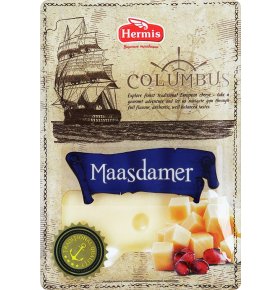 Сыр полутвердый Маасдамер нарезка 50% Columbus 125 гр