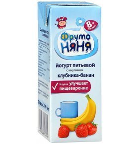 Йогурт Фрутоняня с инулином с клубникой и бананом 2,5% 200 г
