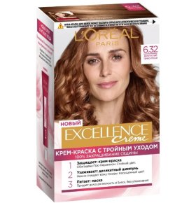 Краска для волос 6.32 Золотистый темно-русый L'Oreal Excellence Creme 192 мл