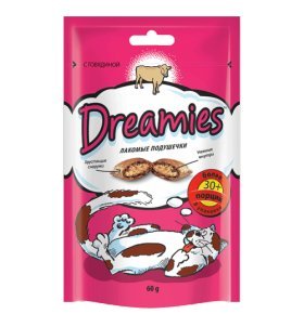 Корм для кошек с говядиной Dreamies 60 гр