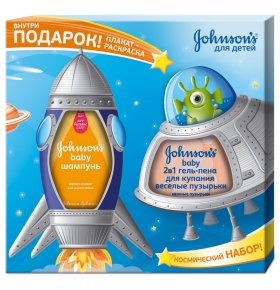 Подарочный набор для гигиены Веселые пузырьки: шампунь для волос, 300 мл, гель-пена для купания 2 в 1, 300 мл Johnson's Baby