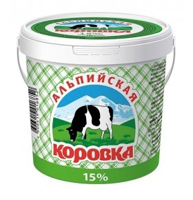 Сметана Молокосодержащий продукт 15% Альпийская корова 900 гр
