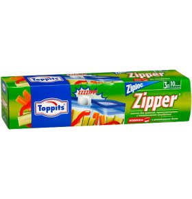 Пакеты для хранения транспортировки и замораживания продуктов Toppits Zipper 10 шт