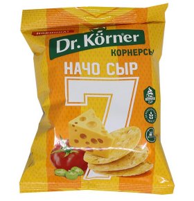 Чипсы цельнозерновые кукурузно-рисовые с сыром начо Dr.Korner 50 гр