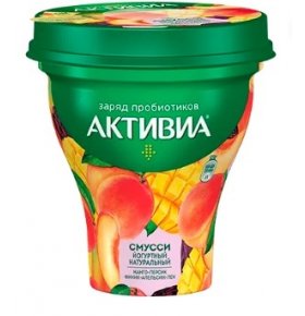 Йогурт питьевой Смусси Манго персик финик апельсин и лен Активиа 250 гр