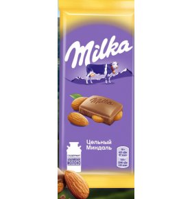 Шоколад молочный Milka с цельным миндалем 85г