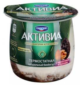 Биойогурт термостатный двухслойный чернослив-орехи Активиа 170 гр