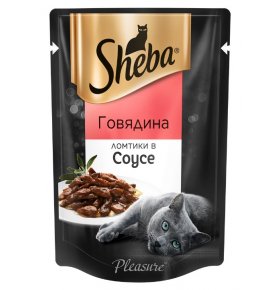Влажный корм для взрослых кошек всех пород, говядина и ягненок Sheba Pleasure 85 гр