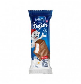 Delish бисквитное пирожное в молочном шоколаде с молочным суфле Valio 34 гр
