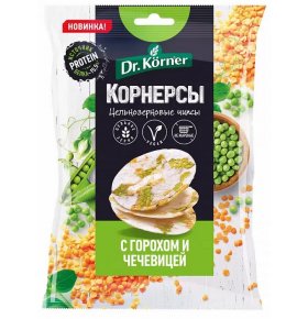 Чипсы цельнозерновые кукурузно-рисовые с горохом и чечевицей Dr.Korner 50 гр