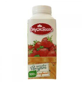 Йогурт питьевой с клубникой 1,5% Вкуснотеево 330 гр