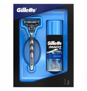 Подарочный набор Gillette Mach3 станок с 1 сменной кассетой и гель для бритья бритья Extra Comfort 75 мл