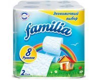 Туалетная бумага эконом белая двухслойная Familia 8 рул
