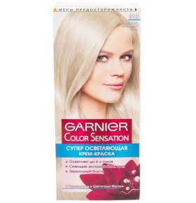Стойкая крем-краска для волос Color Sensation, Роскошь цвета оттенок 910, Пепельно-серебристый блонд Garnier