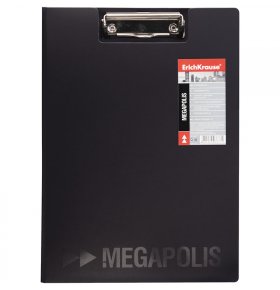 Папка-планшет с зажимом черная А4 Erich Krause Megapolis, 1 шт