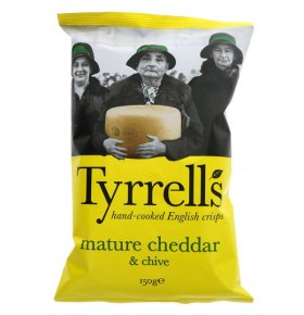 Чипсы Tyrrells со вкусом сыра Чеддер и лука-резанец 150 гр
