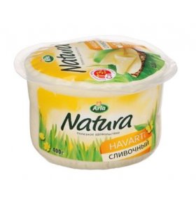 Сыр Natura сливочный 45% брусок вес Arla 1 кг