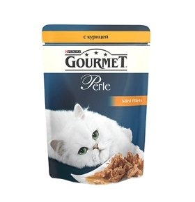 Консервы для кошек Gourmet Perle "Кусочки в подливе" (курица) 85г