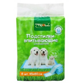 Пеленки для собак впитывающие 60х45 см Triol 6 шт