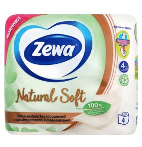 Туалетная бумага Natural Soft четырехслойная Zewa 4 рул