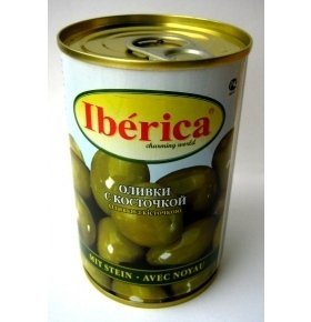 Оливки Iberica зелёные с косточкой 300г