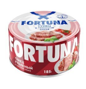 Тунец рубленный в соусе томатном Fortuna 185 гр