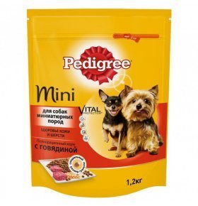 Корм сухой для взрослых собак миниатюрных пород с говядиной Pedigree 1,2 кг