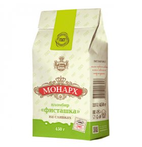 Мороженое Монарх пломбир фисташковый на сливках Русский Холодъ 450 гр