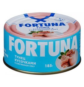 Тунец кусочками в собственном соку Fortuna 185 гр