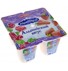 Йогурт сливочный малина клубника 7,5% Alpenland 95 гр